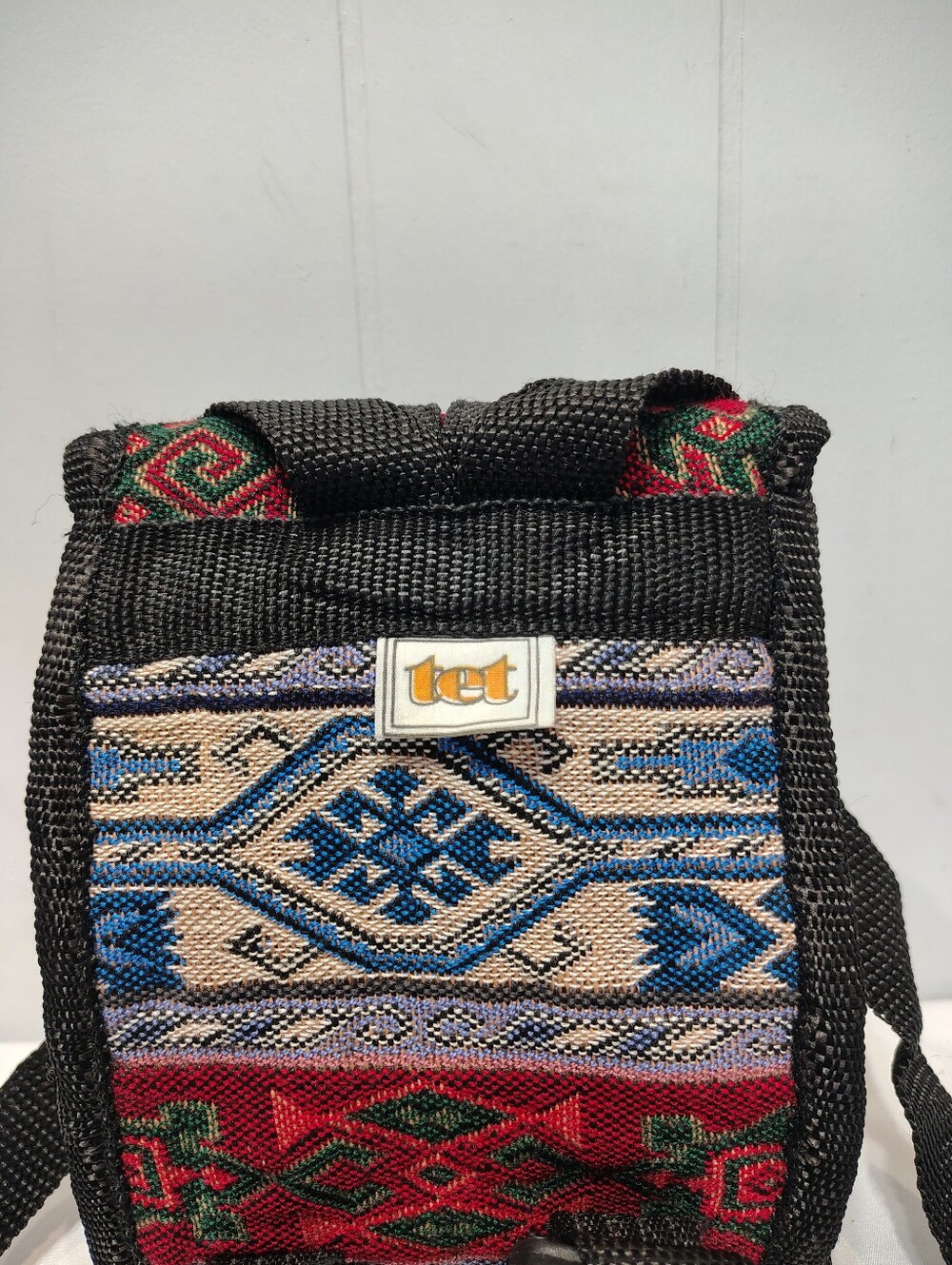 Vintage TET Collection Turkey Woven Tapestry Mini Backpack Geometric Grunge Boho - Picture 7 of 13
